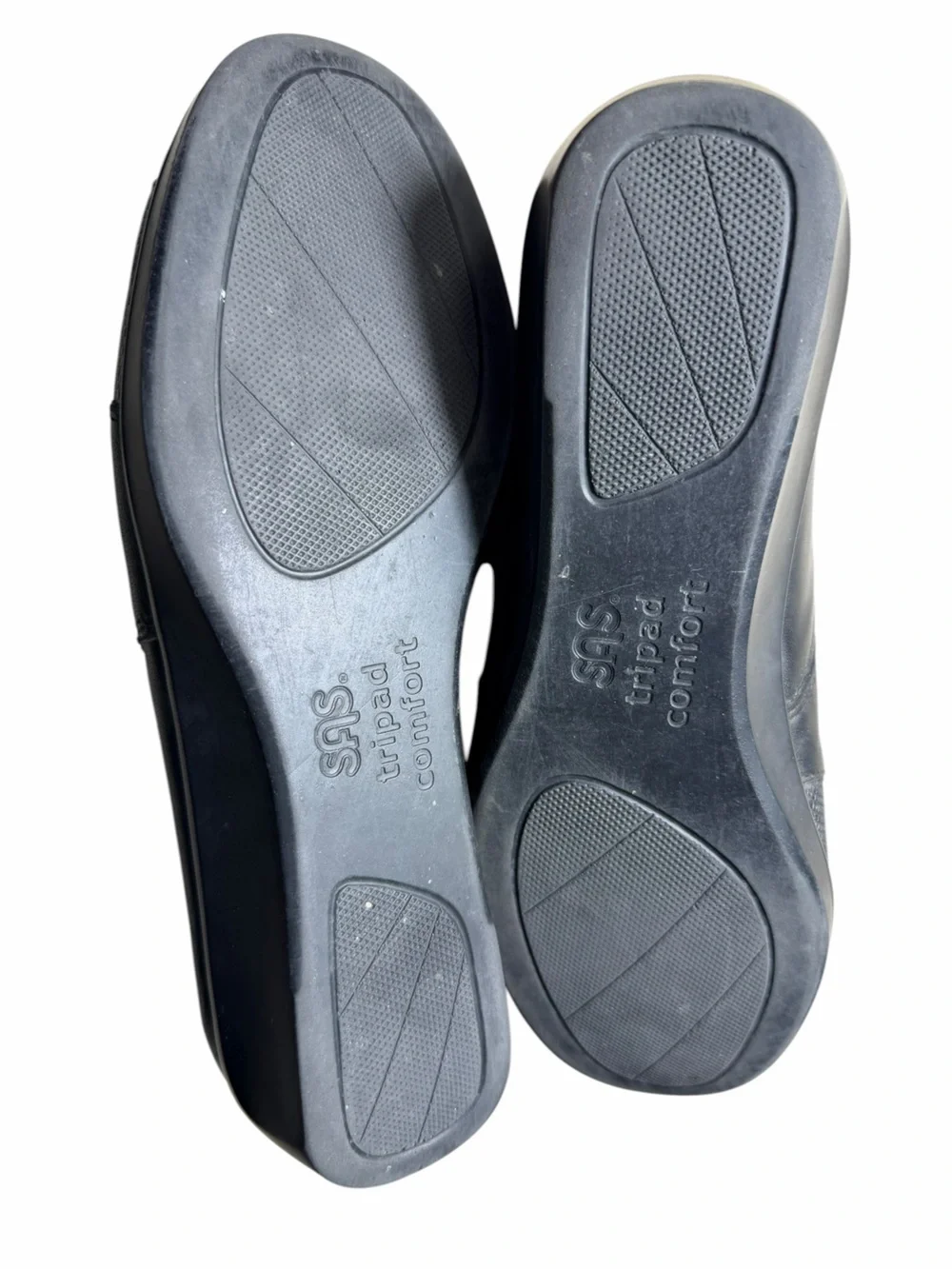 SAS Women's Black Leather Slip-On Shoes Wedge Arch Support Tripad 10M W/ Accent